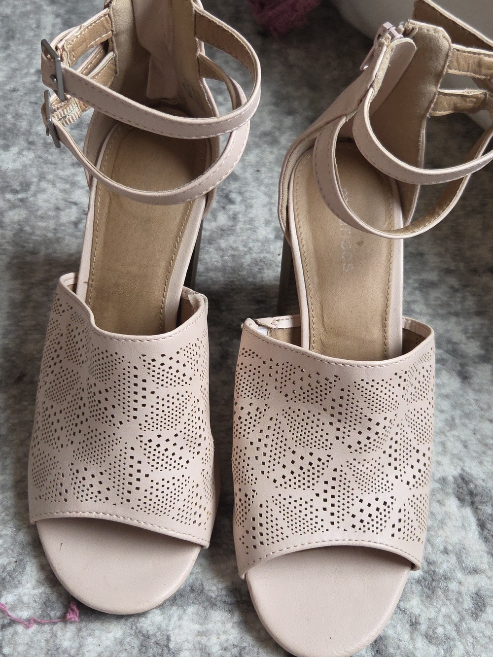 Maurices Blush Pink Perforated Double-Ankle 3-inch Heels